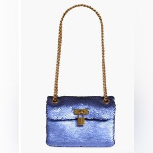 Kurt Geiger Purple Sequin Bag with Gold Chain